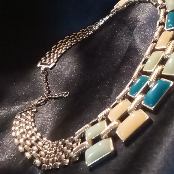 Vintage modernist basket weave collar necklace